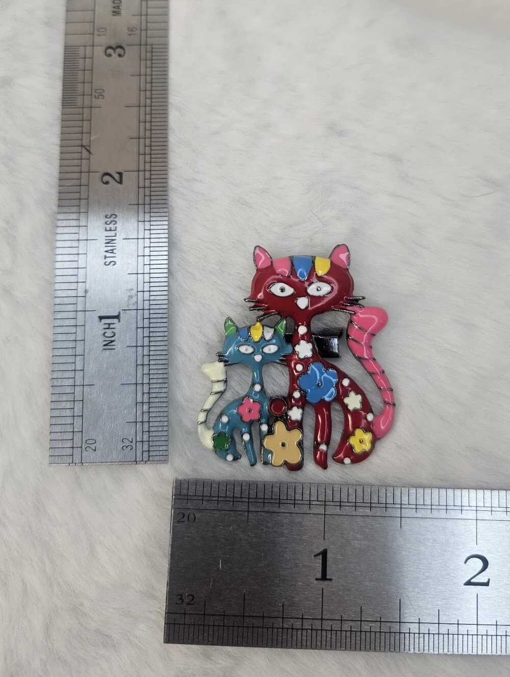 Multi Color Cat Brooch Pin NWOT